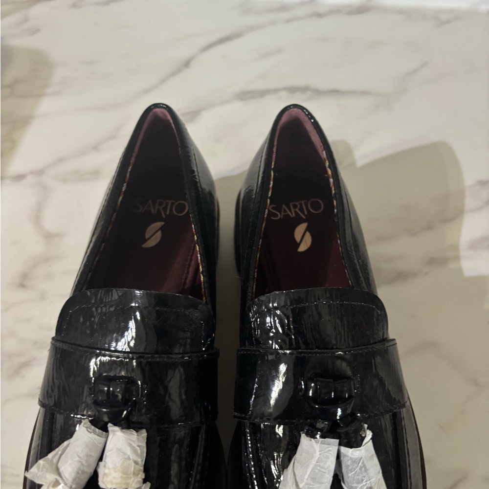 Franco Sarto Black Patent Tassel Lug Loafer - Picture 9 of 9